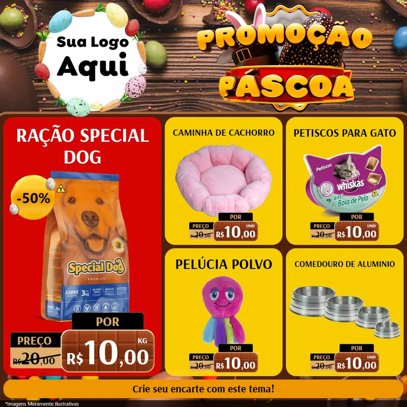 Modelo de Rede Social para Feed Facebook com o tema Promoção Páscoa para Pet Shop