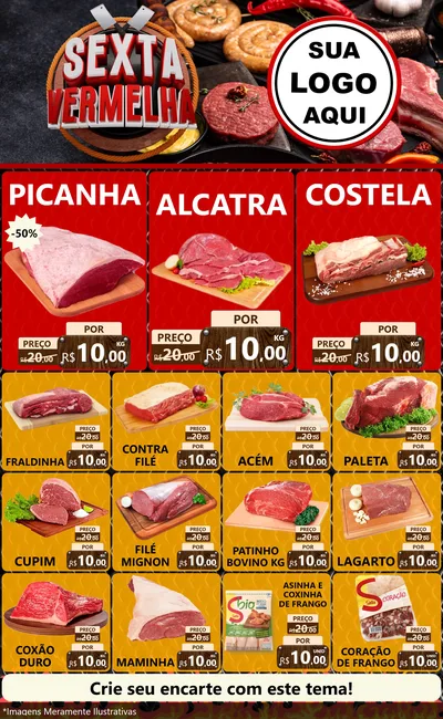 Modelo de Encarte para Encarte Grande com o tema Sexta Vermelha para Açougue