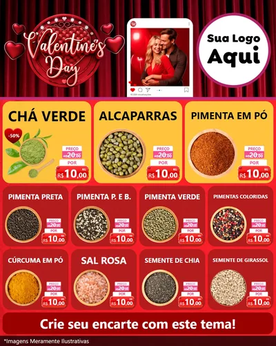Modelo de Rede Social para Feed Instagram com o tema Valentine's Day para Produtos Naturais