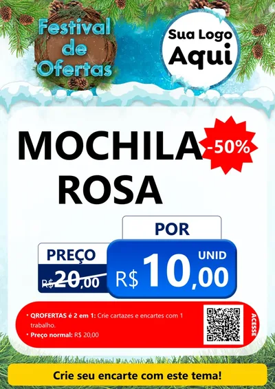 Modelo de Cartaz para Cartaz A4 Vertical com o tema Festival de Ofertas - Inverno para Papelaria
