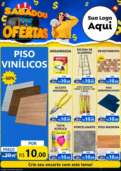 Modelo de Encarte para Encarte A4 Vertical com o tema Sabadou de Ofertas para Material para Construção