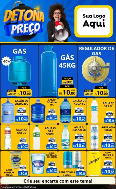 Modelo de Encarte para Encarte Grande com o tema Detona Preços para Água e gás