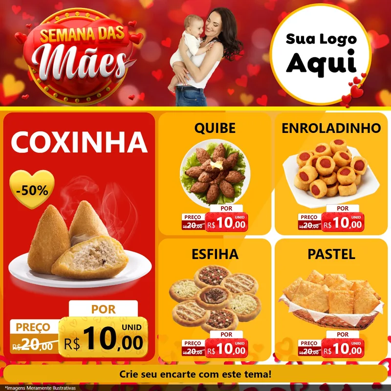 Modelo de Rede Social para Feed Facebook com o tema Semana das Mães para Salgadaria
