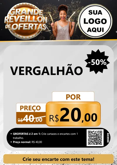 Modelo de Cartaz para Cartaz A4 Vertical com o tema Grande Réveillon de Ofertas para Ferragens