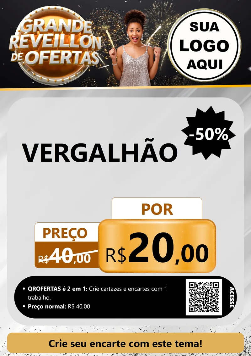 Modelo de Cartaz para Cartaz A4 Vertical com o tema Grande Réveillon de Ofertas para Ferragens