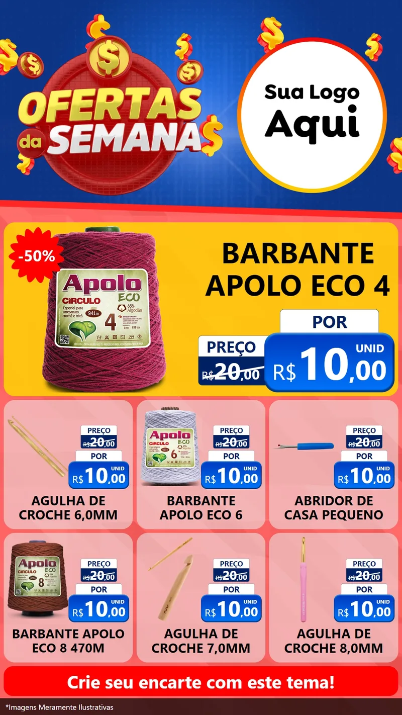 Modelo de Rede Social para Stories com o tema Ofertas Da Semana para Armarinho e Aviamentos