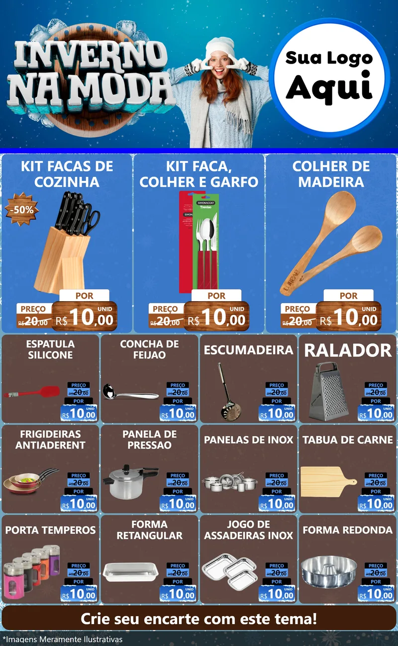 Modelo de Encarte para Encarte Grande com o tema Inverno na Moda para Utilidades Domésticas