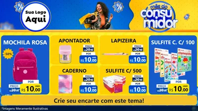 Modelo de TV para TV Horizontal com o tema Mês do Consumidor para Papelaria