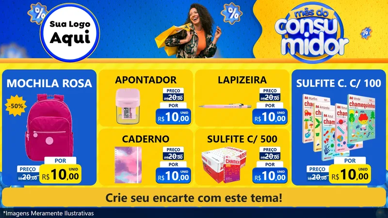 Modelo de TV para TV Horizontal com o tema Mês do Consumidor para Papelaria