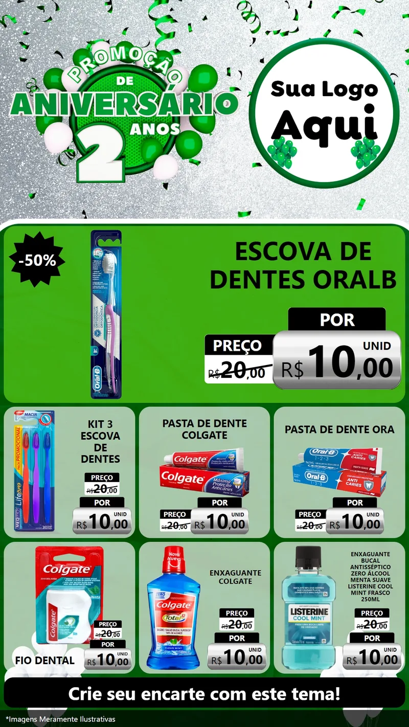 Modelo de Rede Social para Stories com o tema Promoção de Aniversário - 2 Anos para Higiene Pessoal