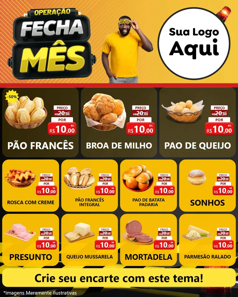 Modelo de Rede Social para Feed Instagram com o tema Operação Fecha Mês para Padaria