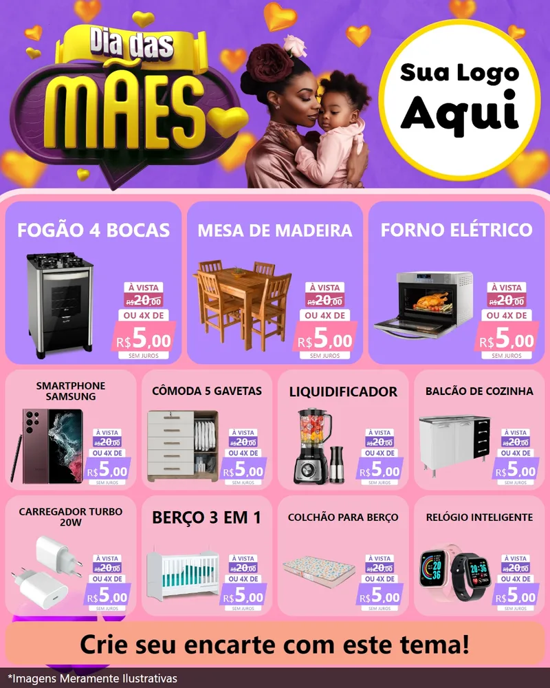 Modelo de Rede Social para Feed Instagram com o tema Dia das Mães para Móveis e Eletro