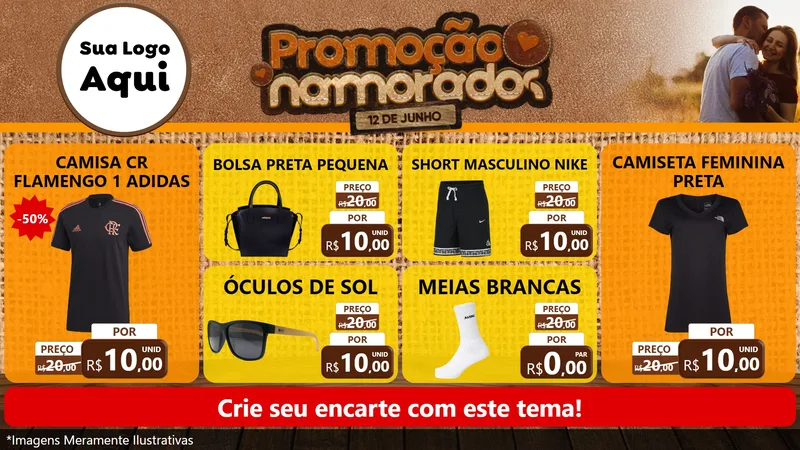 Modelo de TV para TV Horizontal com o tema Promoção Namorados para Roupas e acessórios