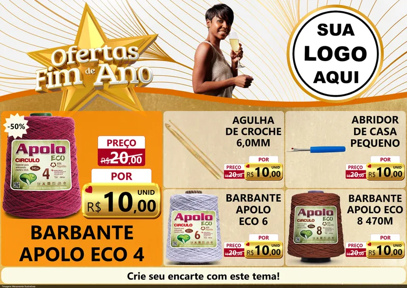 Modelo de Encarte para Encarte A4 Horizontal com o tema Ofertas Fim de Ano para Armarinho e Aviamentos