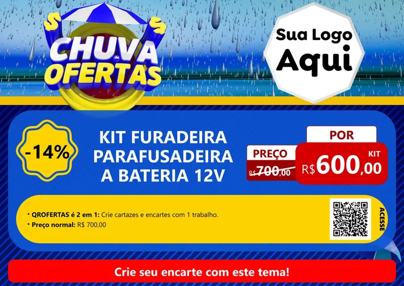 Modelo de Cartaz para Cartaz A4 Horizontal com o tema Chuva de Ofertas para Maquinas e Ferramentas