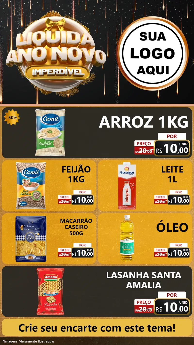 Modelo de TV para TV Vertical com o tema Liquida Ano Novo Imperdível para Supermercado