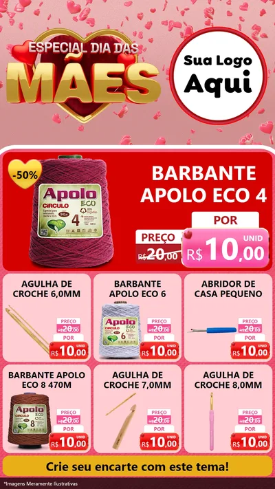 Modelo de Rede Social para Stories com o tema Especial Dia Das Mães para Armarinho e Aviamentos