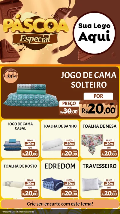 Modelo de Rede Social para Stories com o tema Páscoa Especial para Cama, Mesa e Banho