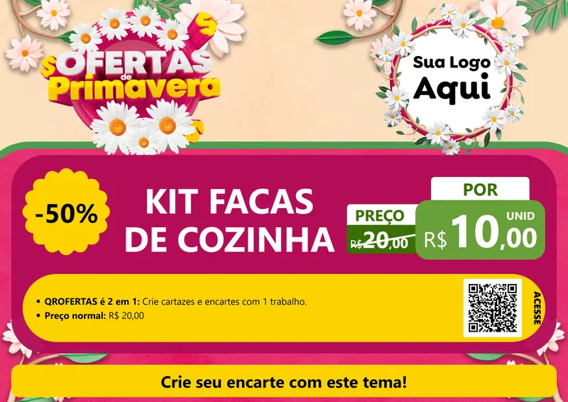 Modelo de Cartaz para Cartaz A4 Horizontal com o tema Ofertas de Primavera para Utilidades Domésticas