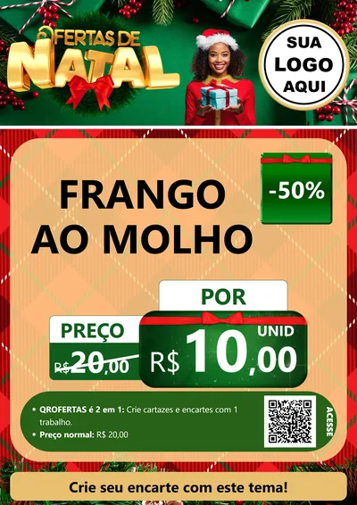 Modelo de Cartaz para Cartaz A4 Vertical com o tema Ofertas de Natal para Restaurante