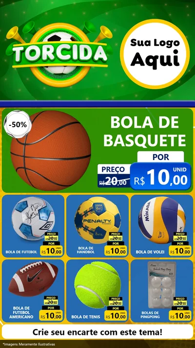 Modelo de Rede Social para Stories com o tema Torcida para Artigos Esportivos