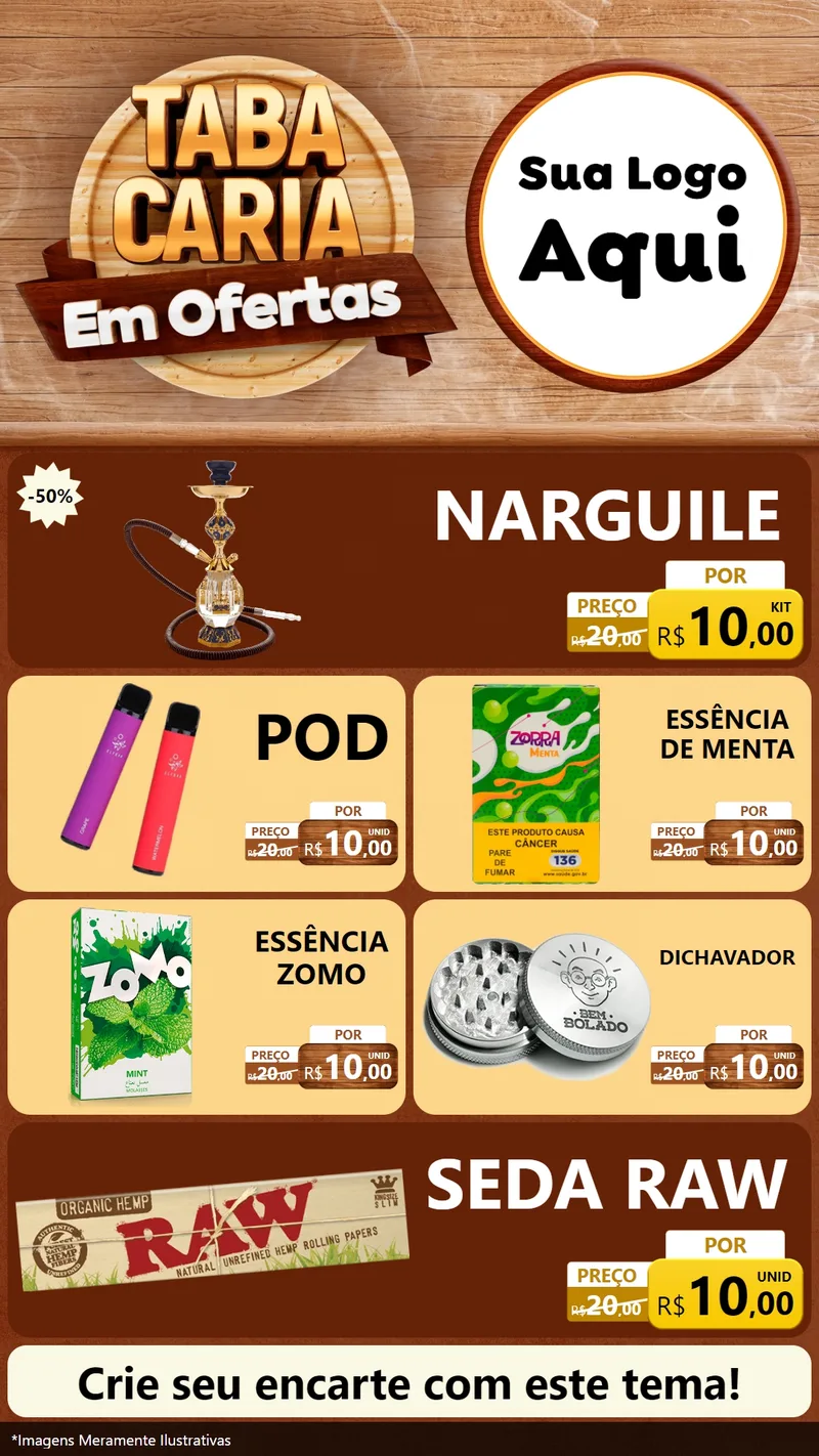 Modelo de TV para TV Vertical com o tema Tabacaria em Ofertas para Tabacaria