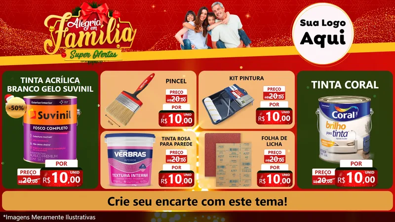 Modelo de TV para TV Horizontal com o tema Alegria em Família Super Ofertas - Natal para Tintas e Ferramentas