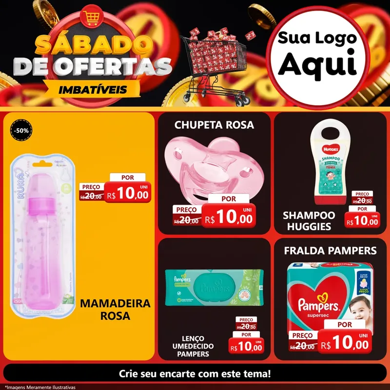 Modelo de Rede Social para Feed Facebook com o tema Sábado de Ofertas Imbatíveis para Bebês