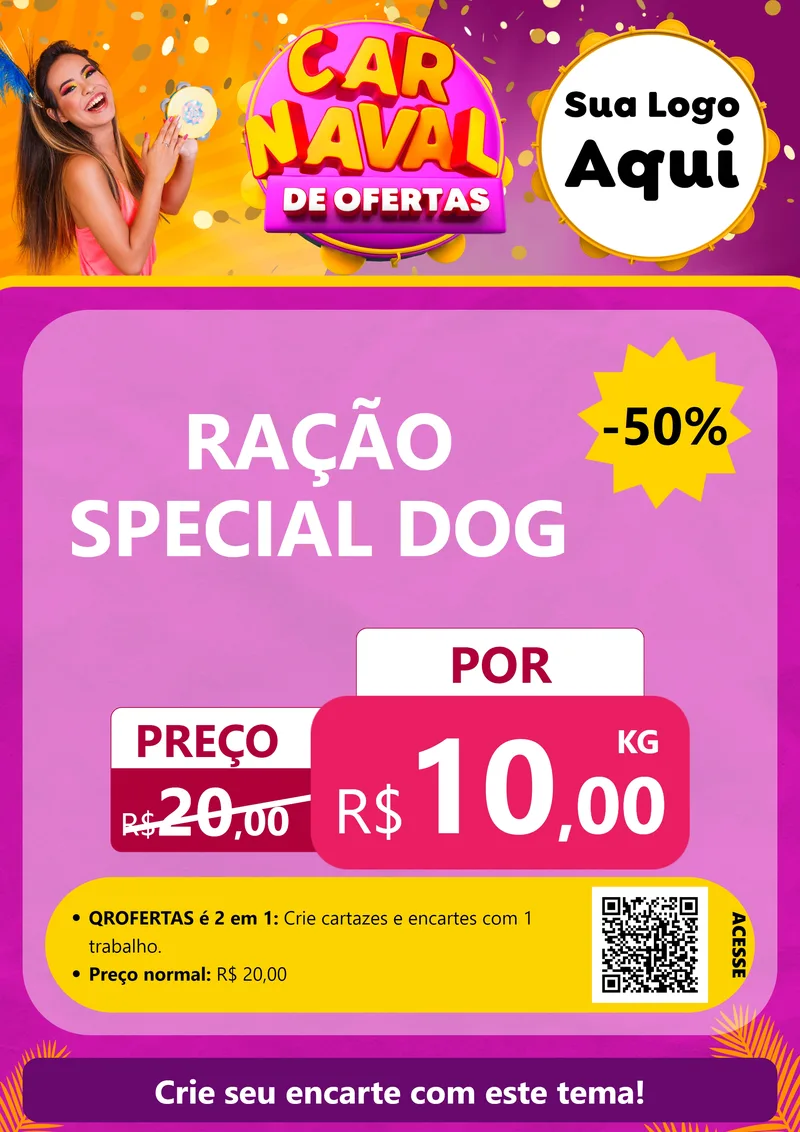 Modelo de Cartaz para Cartaz A4 Vertical com o tema Carnaval de Ofertas para Pet Shop
