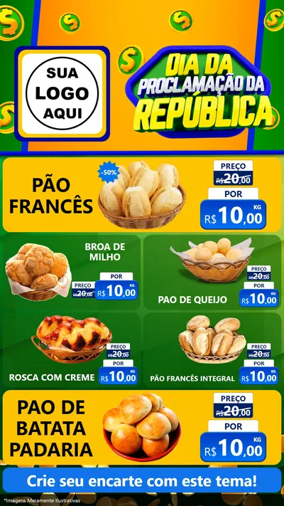 Modelo de TV para TV Vertical com o tema Dia Da Proclamação da República para Padaria