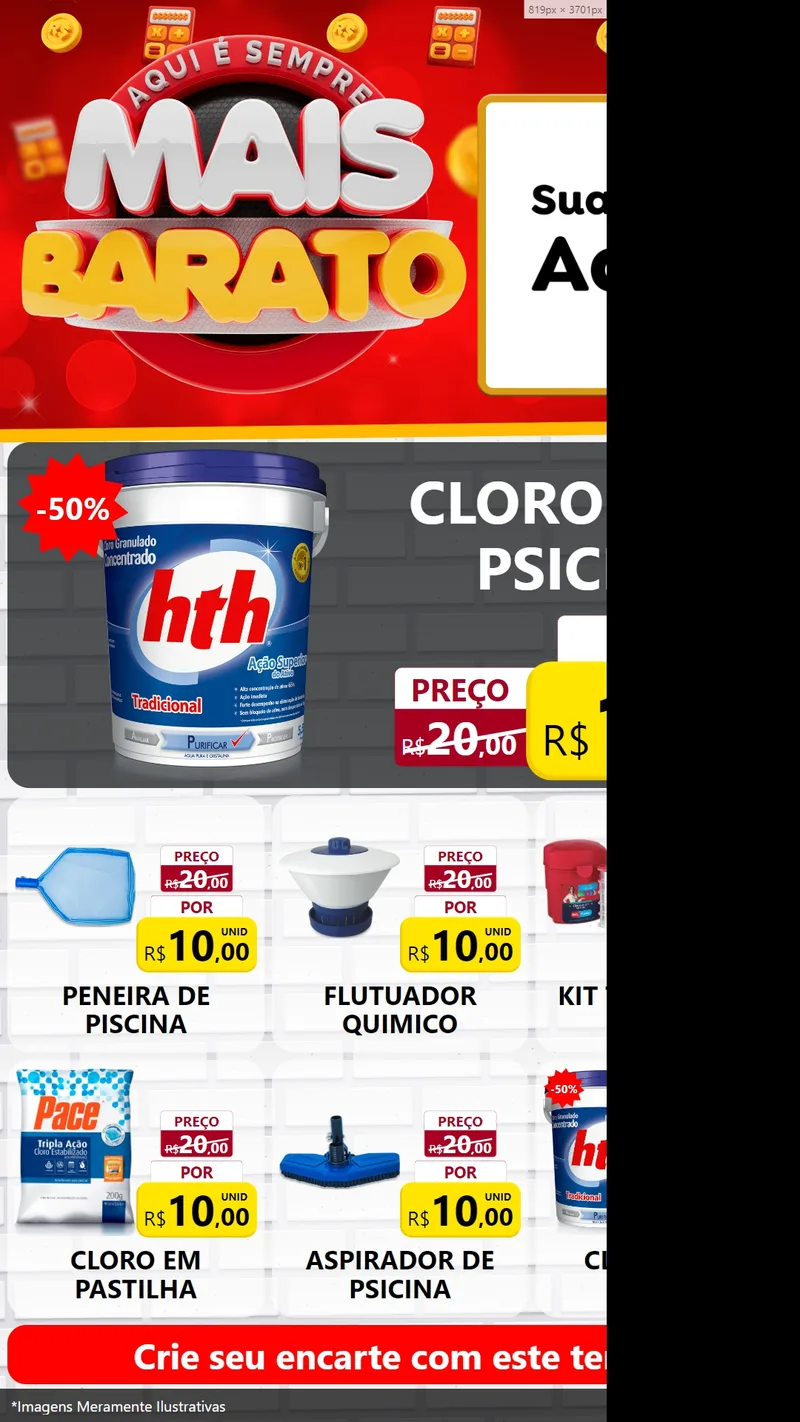 Modelo de Rede Social para Stories com o tema Mais Barato para Produtos para Piscina