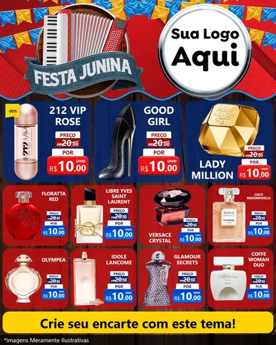 Modelo de Rede Social para Feed Instagram com o tema Festa Junina para Perfumes