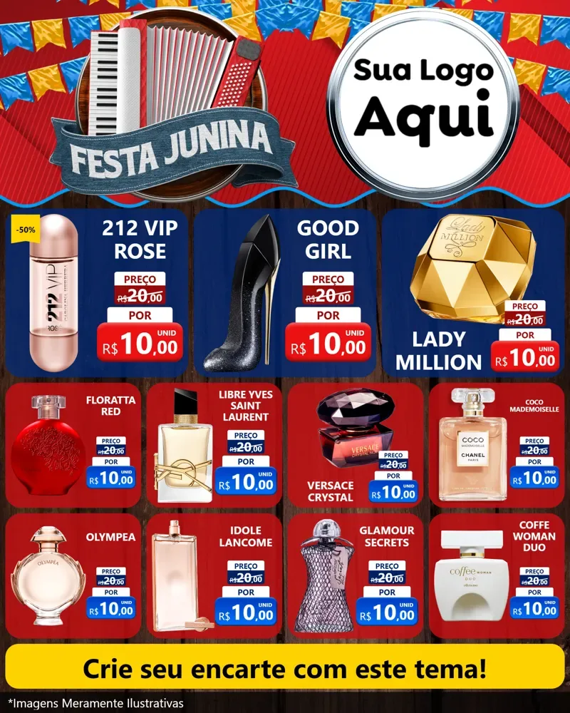 Modelo de Rede Social para Feed Instagram com o tema Festa Junina para Perfumes