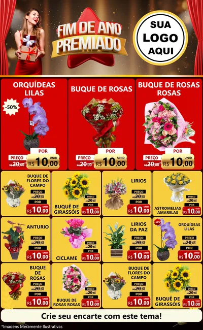 Modelo de Encarte para Encarte Grande com o tema Fim de Ano Premiado para Floricultura e jardim
