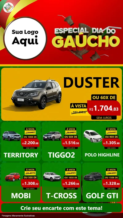 Modelo de Rede Social para Stories com o tema Especial Dia do Gaúcho para Concessionaria de Carros