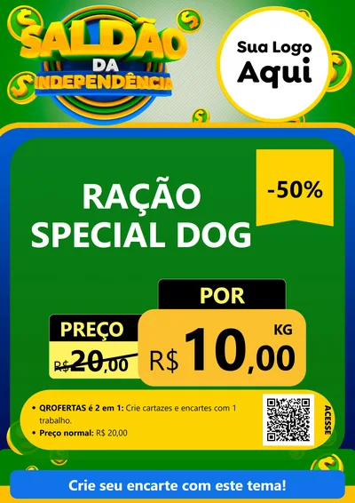 Modelo de Cartaz para Cartaz A4 Vertical com o tema Saldão da Indepêndencia para Pet Shop