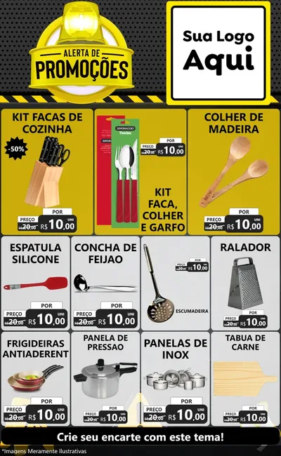 Modelo de Encarte para Encarte Grande com o tema Alerta de Promoções para Utilidades Domésticas