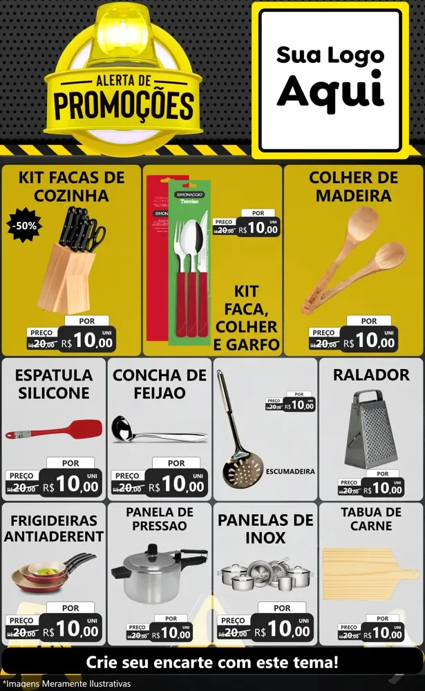 Modelo de Encarte para Encarte Grande com o tema Alerta de Promoções para Utilidades Domésticas