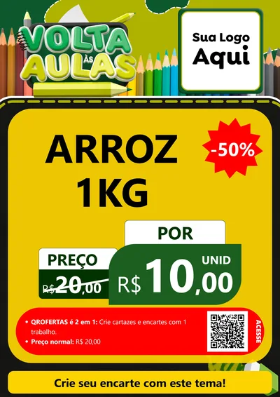 Modelo de Cartaz para Cartaz A4 Vertical com o tema Volta às Aulas para Supermercado