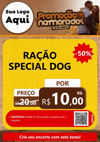 Modelo de Cartaz para Cartaz A4 Vertical com o tema Promoção Namorados para Pet Shop