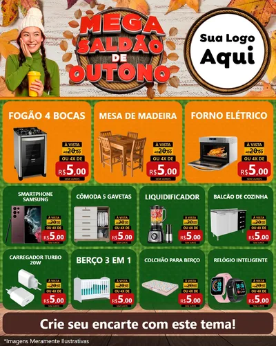 Modelo de Rede Social para Feed Instagram com o tema Mega Saldão de Outono para Móveis e Eletro