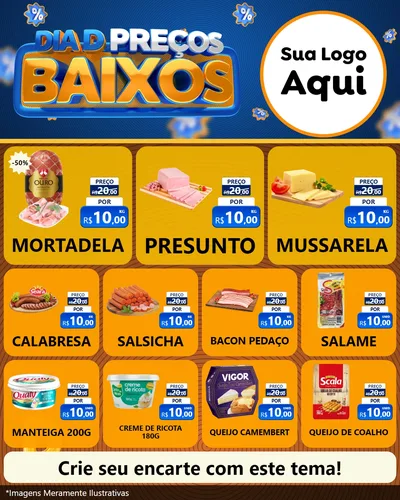Modelo de Rede Social para Feed Instagram com o tema Dia D Preço Baixo para Frios e Laticínios