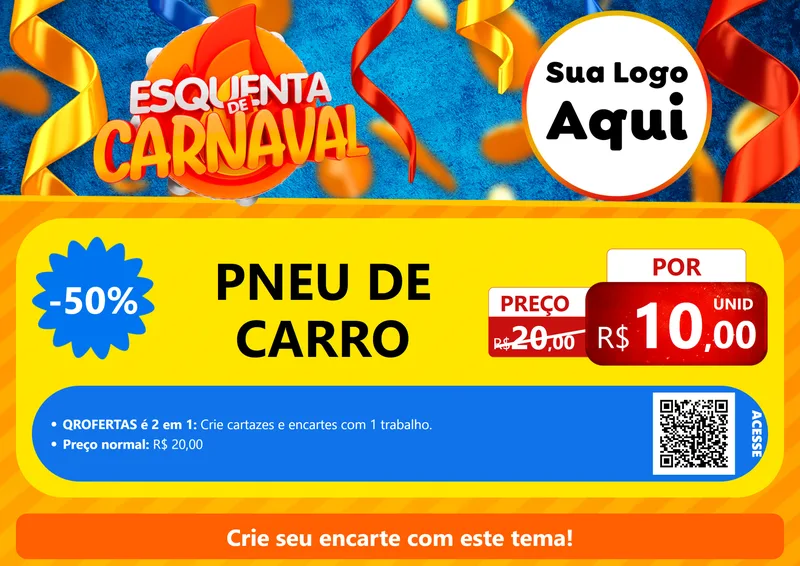 Modelo de Cartaz para Cartaz A4 Horizontal com o tema Esquenta de Carnaval para Auto peças