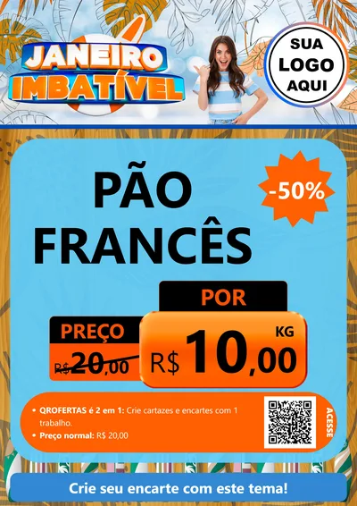 Modelo de Cartaz para Cartaz A4 Vertical com o tema Janeiro Imbatível para Padaria