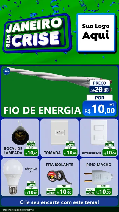Modelo de Rede Social para Stories com o tema Janeiro Sem Crise para Materiais Elétricos