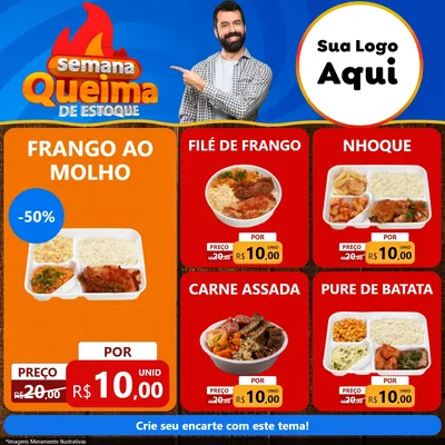 Modelo de Rede Social para Feed Facebook com o tema Semana Queima de Estoque para Restaurante