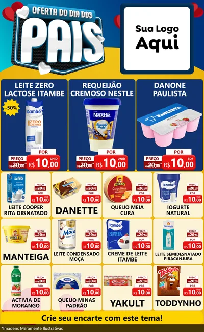 Modelo de Encarte para Encarte Grande com o tema Oferta Do Dia Dos Pais para Frios e Laticínios