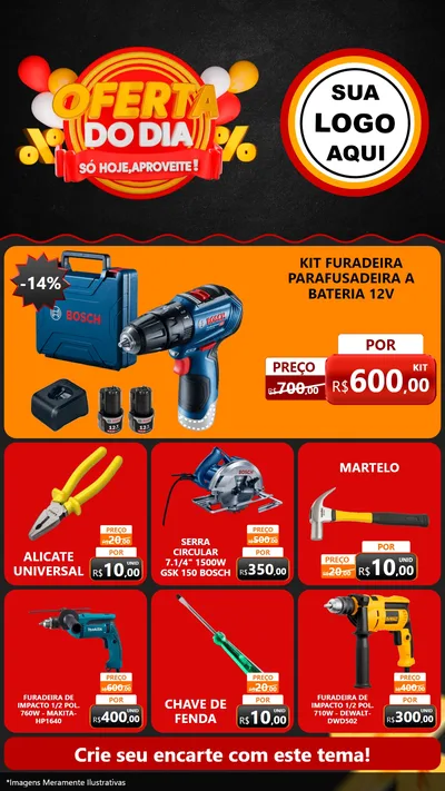 Modelo de Rede Social para Stories com o tema Oferta do Dia - Só hoje, Aproveite! para Maquinas e Ferramentas
