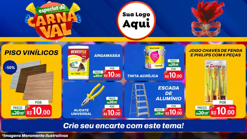 Modelo de TV para TV Horizontal com o tema Especial de Carnaval para Material para Construção
