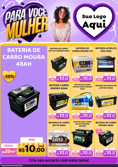 Modelo de Encarte para Encarte A4 Vertical com o tema Para Você, Mulher para Baterias Elétricas